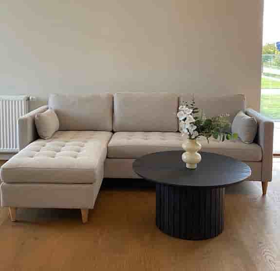 schäslongsoffa - Ljus beige - L: 215 x D: 82 x H: 78 cm