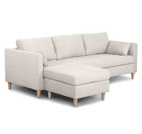schäslongsoffa - Ljus beige - L: 215 x D: 82 x H: 78 cm