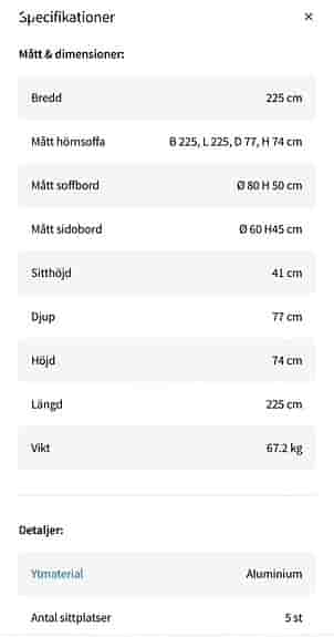 Loungesoffa med soffbord & sidobord