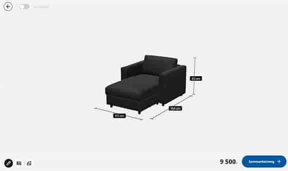 IKEA schäslong med förvaring svart läder