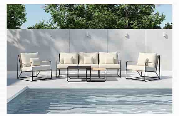 loungeset utemöbler i beige/svart