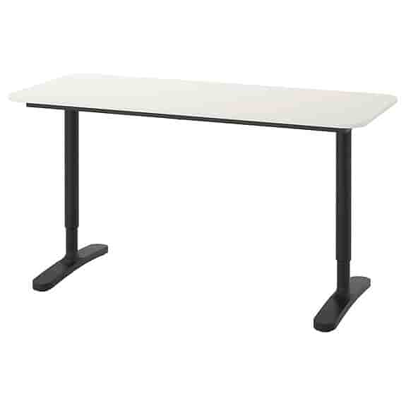 IKEA skrivbord (BEKANT 160x80 cm) vitt med svarta ben (sitt/stå)