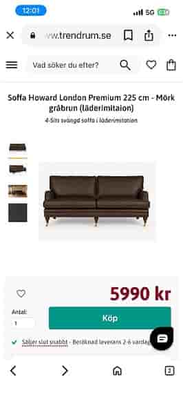 Soffa/2 fåtöljer/2 fotpallar/soffgrupp
