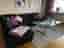 Svart soffa + soffbord glas