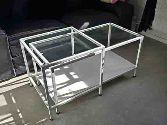 Ikea VITTSJÖ Satsbord, set om 2, vit/glas (90x50 cm)