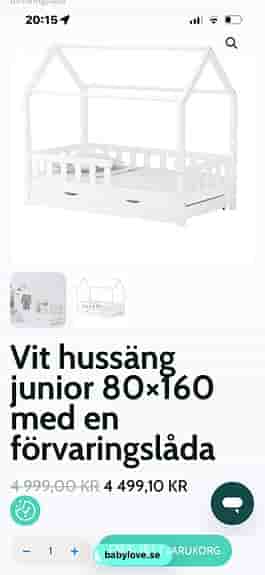 hussäng junior 80×160 med en förvaringslåda och madrass