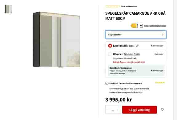 Spegelskåp badrum 60 cm