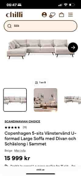 Beige U-soffa 5-sits (nästan ny) – mycket fint skick