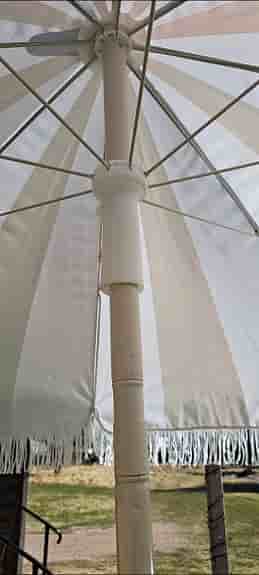 Parasolll d.200 med fransar beige och vit