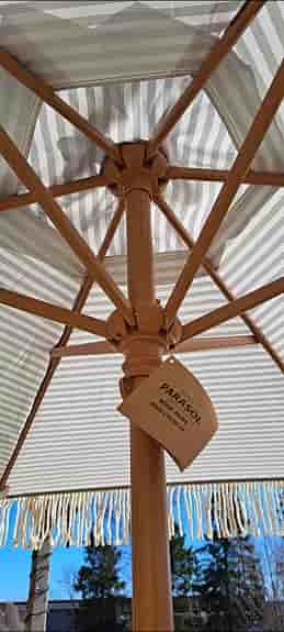 Isted parasoll Ø200 cm beige/olivrandig med fransar