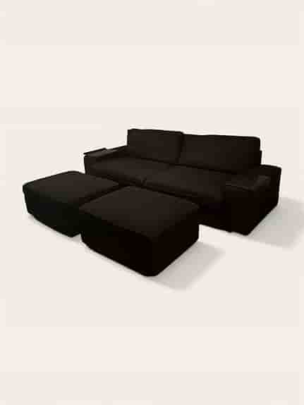 IKEA Kivik Bäddsoffa (Svart) + 2 st Förvaringspallar