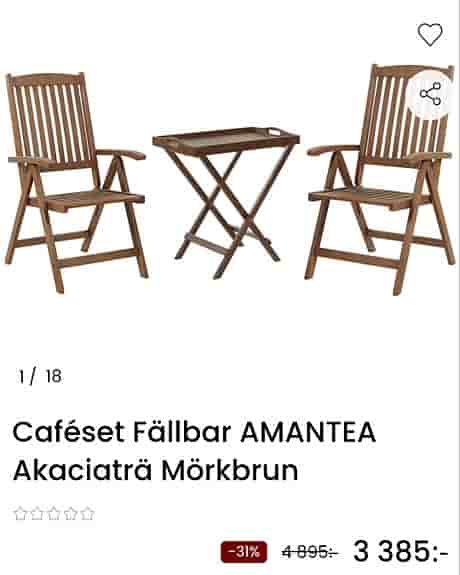 Rejäla trädgårdsmöbler 2 stolar 1 bord