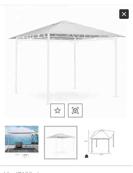 Paviljong 3x3 m vit stålkonstruktion