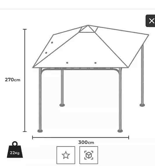 Paviljong 3x3 m vit stålkonstruktion
