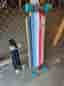Hudora longboard trä flerfärgad med blå hjul + Penny cruiser skateboard