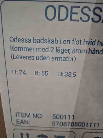 Odessa badset badskåp vit 74x55x38,5 cm