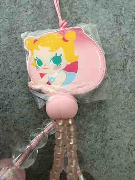 Original Popmart Baby Molly Väskberlock med rosa pärlor