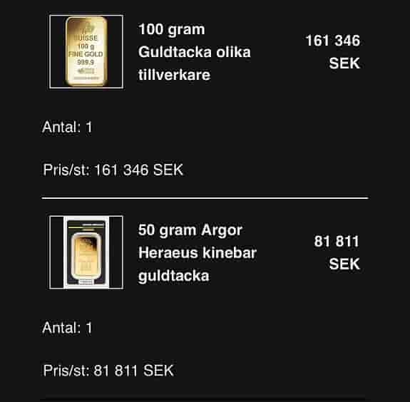 Guldtackor 100 g och 50 g