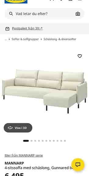 MANNARP
4-sitssoffa med schäslong, Gunnared beige