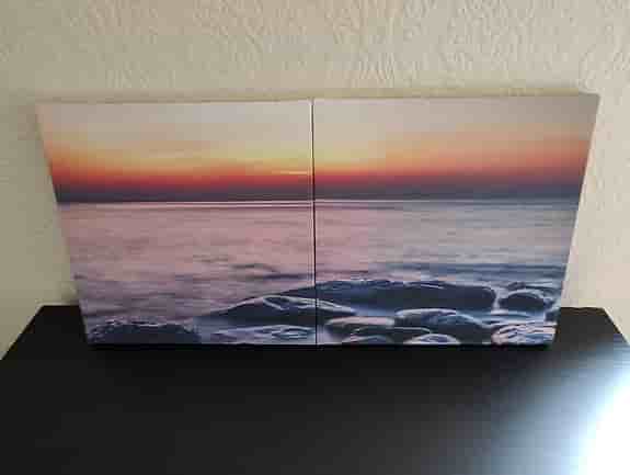 2 st tavlor med hav och solnedgång 30 x 30 cm / tavla