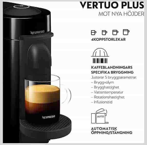 NESPRESSOVertuoPlus kaffemaskin av DeLonghi, Svart