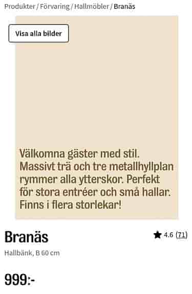 Hallbänk Branäs