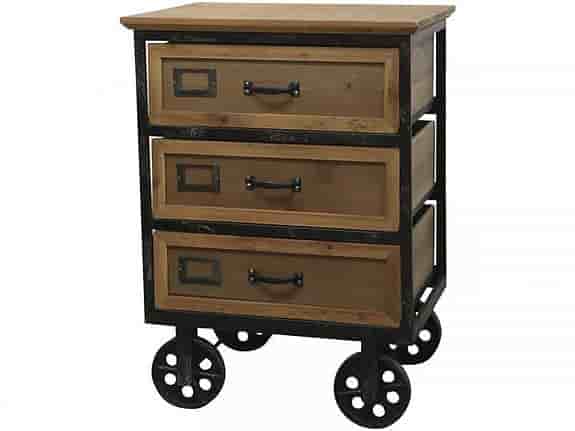Byrå på hjul - 3 lådor - Chic Antique Danmark