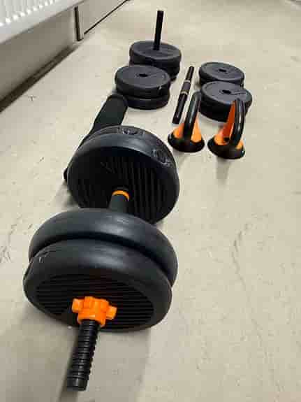 Hantelset 6-i-1 med skivstång, kettlebells & push-up-stativ för hemgym