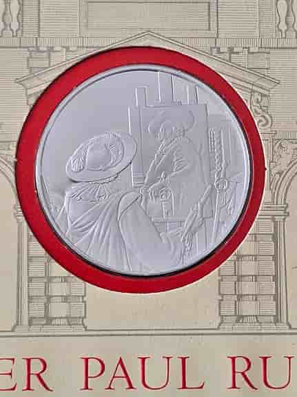 2 silvermynt 925/1000 med motiv Pieter Paul Rubens och flygplan