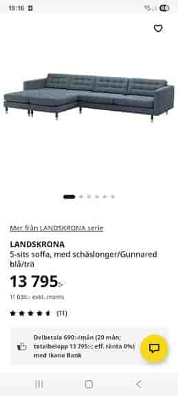 Landskrona 5-sits soffa med schäslonger