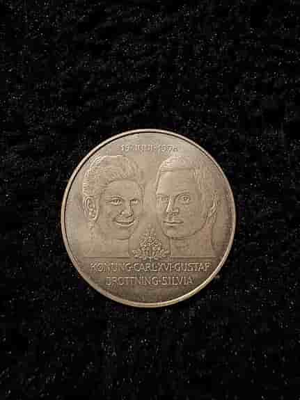 Minnesmynt 50 kr 1976 bröllop Carl XVI Gustaf och Silvia