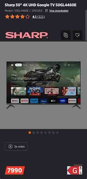 Sharp 50" 4K UHD Google TV 50GL4460E
