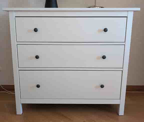 HEMNES Byrå med 3 lådor, vitbets, 108x96 cm