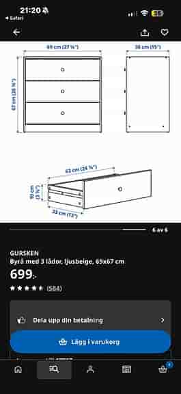 Gursken ikea byrå/sängbord