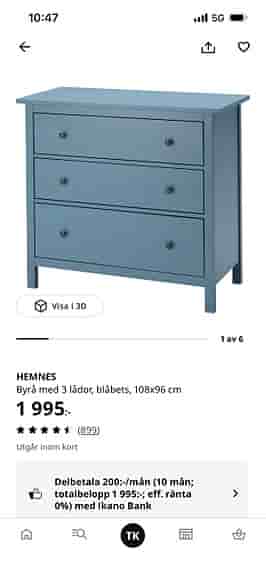 Hemnes blåbetsad byrå