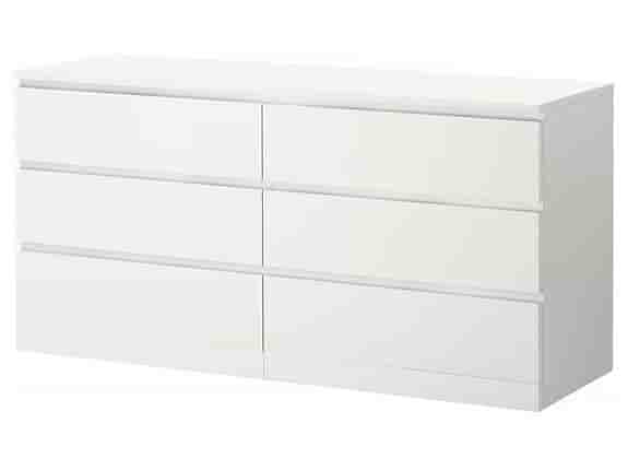 IKEA MALM Byrå med 6 lådor, vit