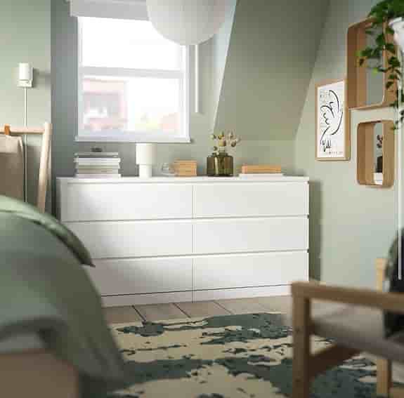 IKEA MALM Byrå med 6 lådor, vit