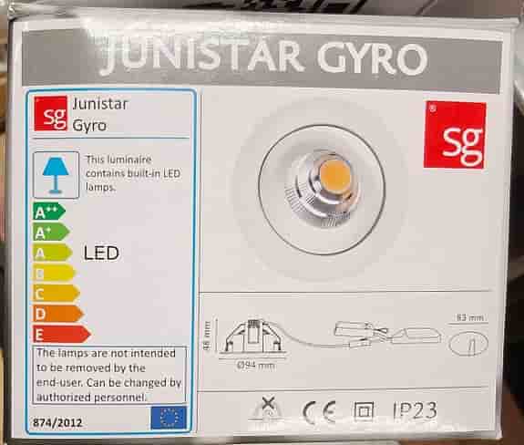6st SG Junistar Gyro LED-spotlight 7W matt vit 2700K