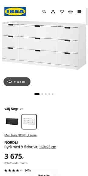 IKEA Nordli byrå 9 lådor