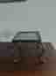 Retro blompall / sidobord i smide med glasplatta – 60-tal / 70-tal