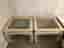 Soffbord med glas, ljusbeige, 2 st