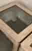 Soffbord med glas, ljusbeige, 2 st
