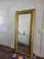 Stor vacker spegel 180 × 80 cm med fasettslipat glas och massiv guldram.