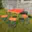 retro picknick set . bord + 4 vikbara pallar. 1950-tal