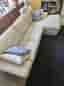 Vit lädersoffa med chaise long bred 275cm
