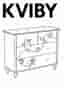 Vit IKEA Kviby byrå med 4 lådor och glasskiva