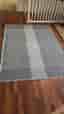 Linie design handgjord ullmatta svart/vit 140x200