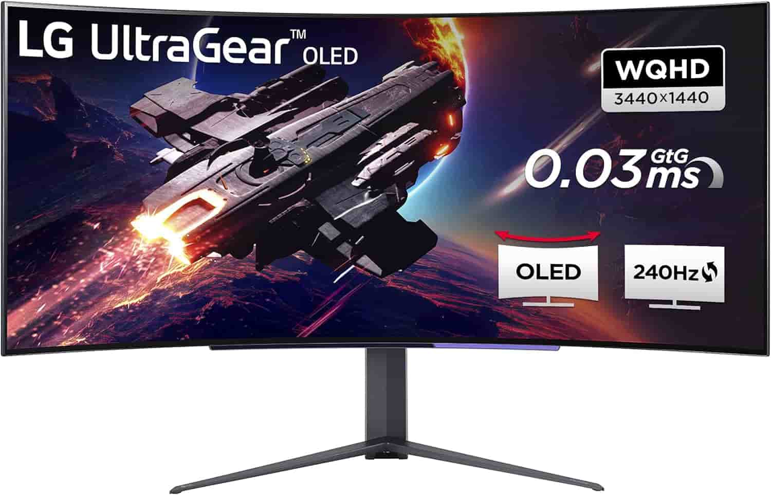 LG UltraGear OLED 45GR95QE-B [445" Curved 3.440x1.440 OLED 240Hz 2x HDMI DispayPort USB-B 2x USB-A 003ms Reaktionszeit] schwarz