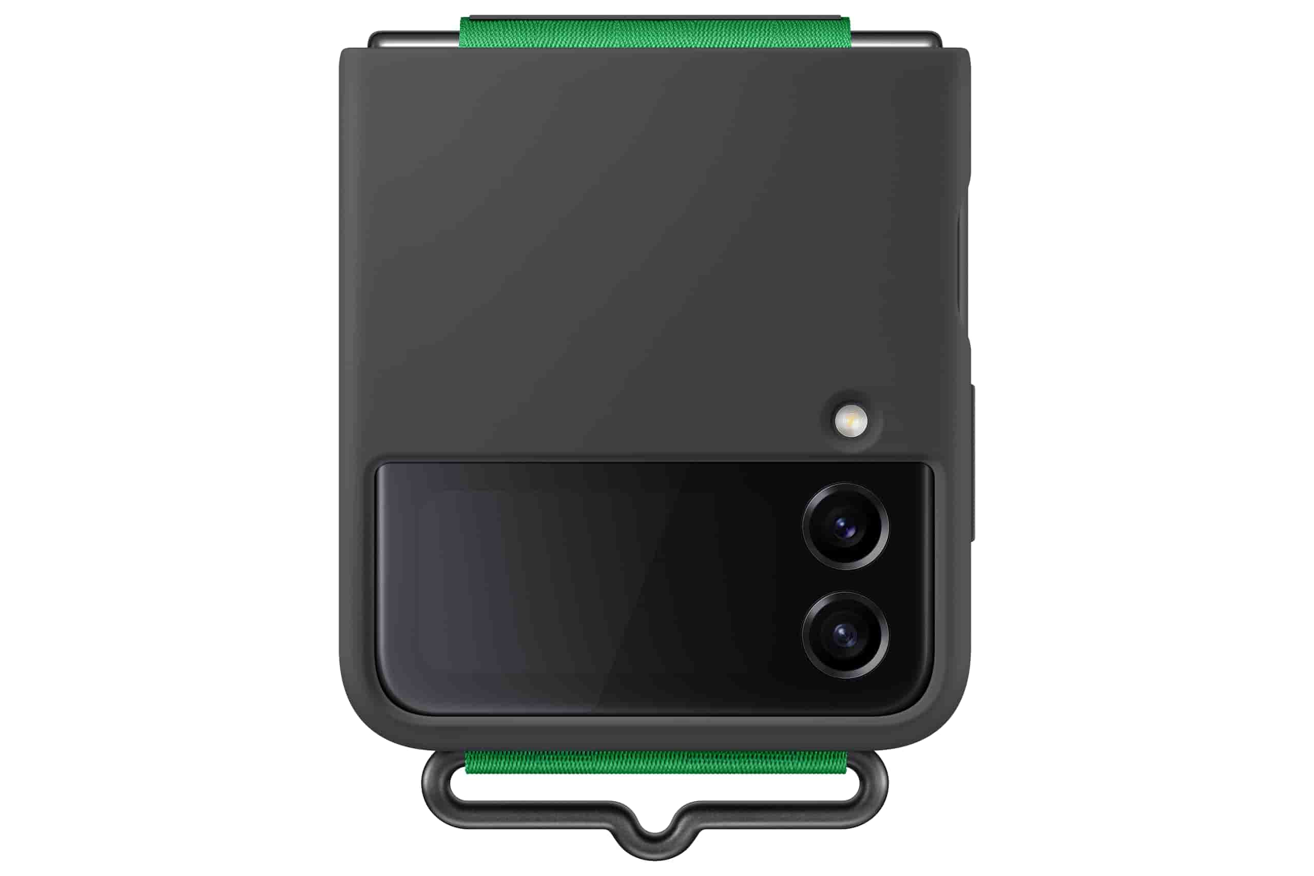Samsung Silicone Cover mit Strap EF-GF721 für das Galaxy Z Flip4 | Smartphone Cover Handy-Hülle Silikon Schutz Case stoßfest dünn und griffig Halteband Black