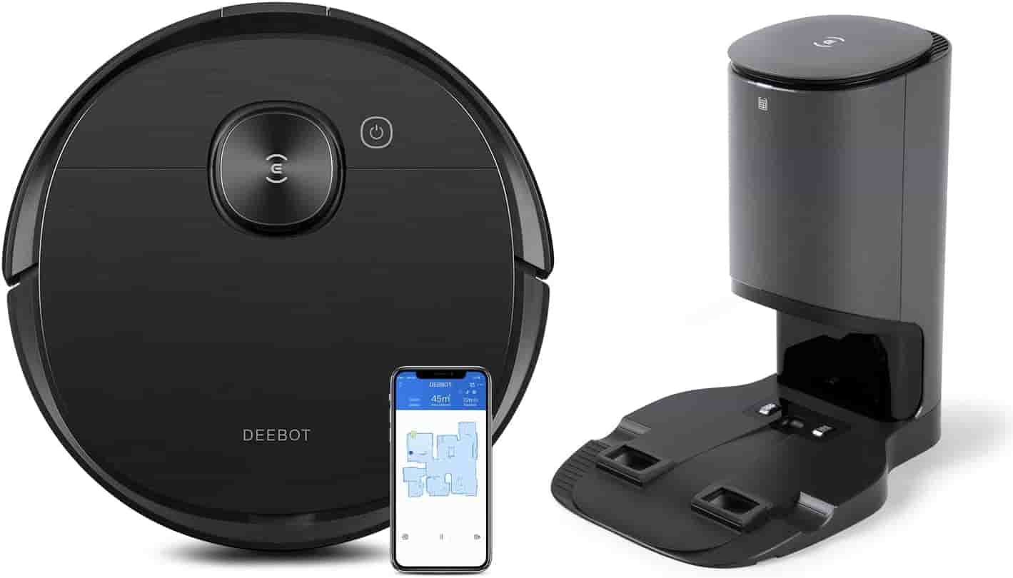 Ecovacs Deebot Ozmo T8 AIVI Saug-/Wischroboter [180 Minuten 042 Liter Staub 024 Liter Wasser] schwarz inkl. Absaugstation